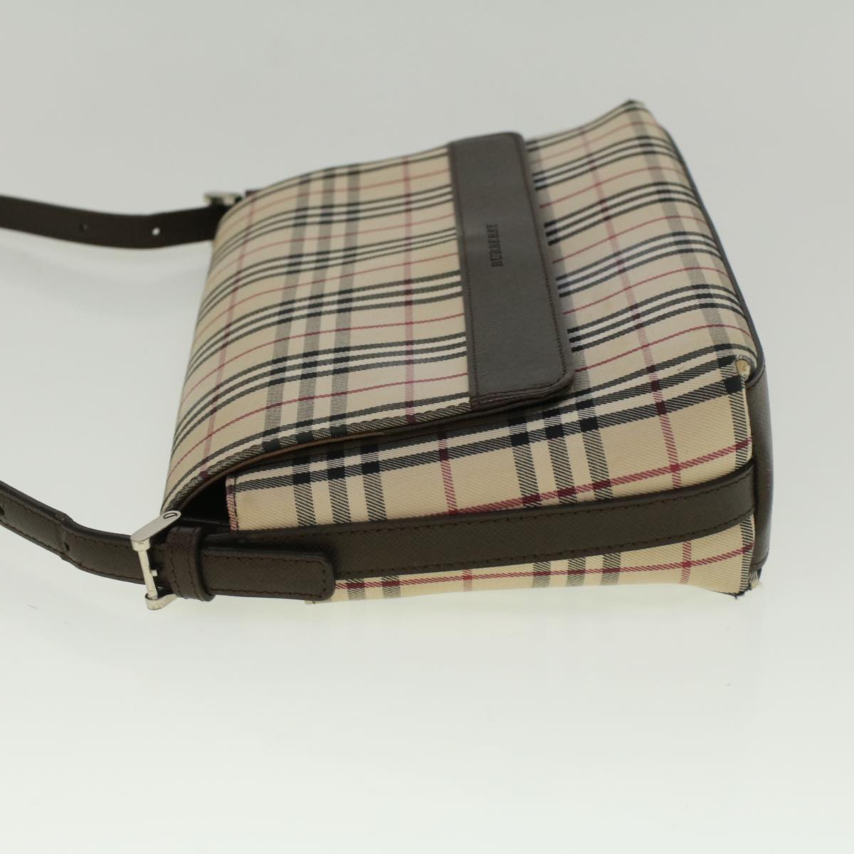 Burberry Nova Check Shoulder Bag Nylon Canvas Beige Auth 58706