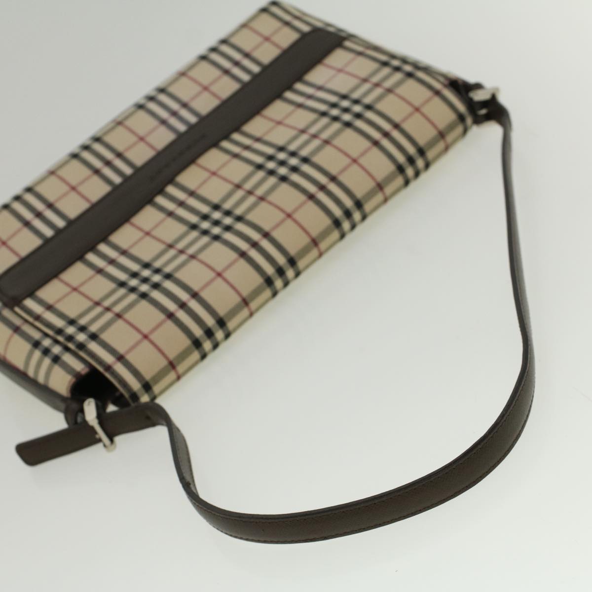 Burberry Nova Check Shoulder Bag Nylon Canvas Beige Auth 58706