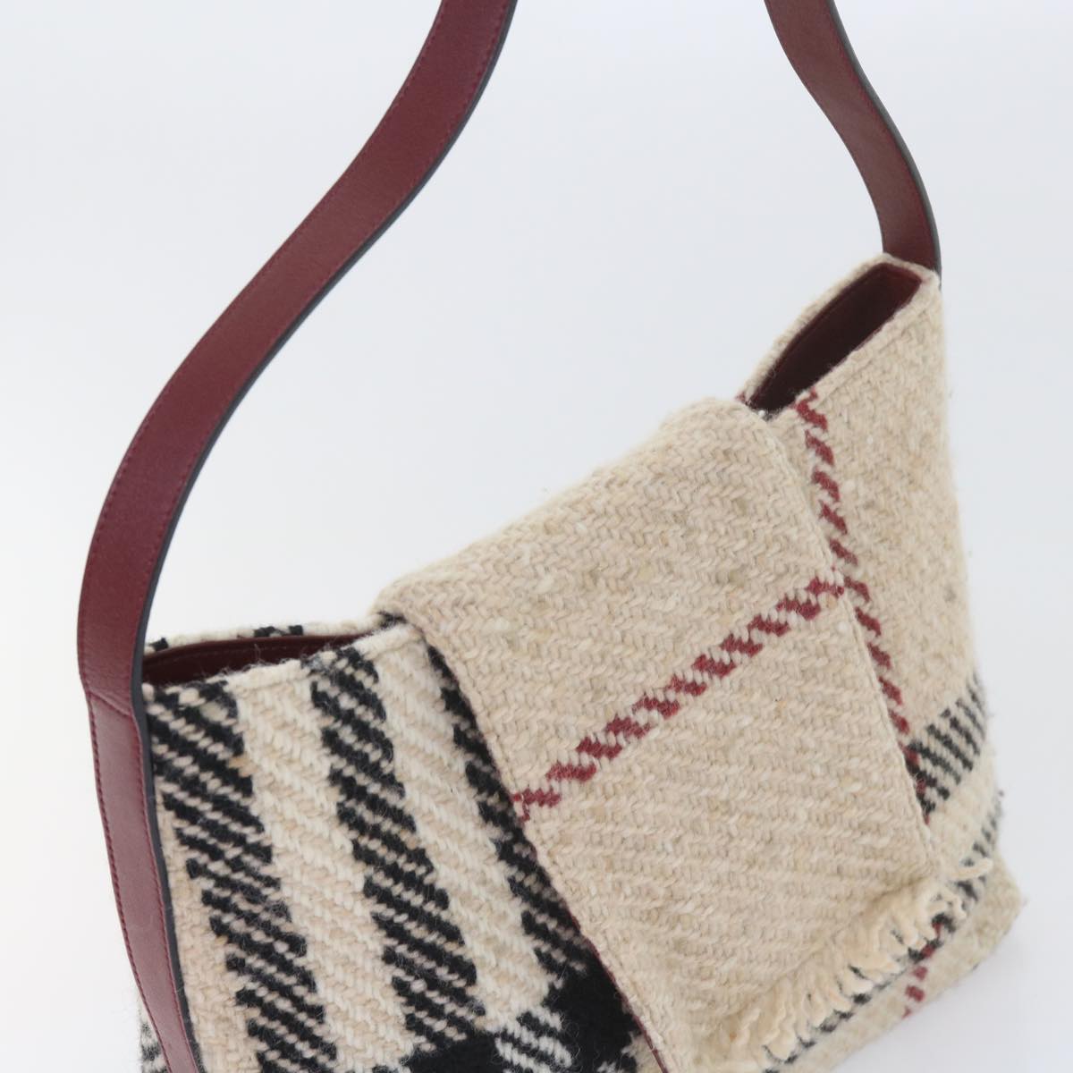 Burberry Nova Check Shoulder Bag Wool Beige Auth 59951