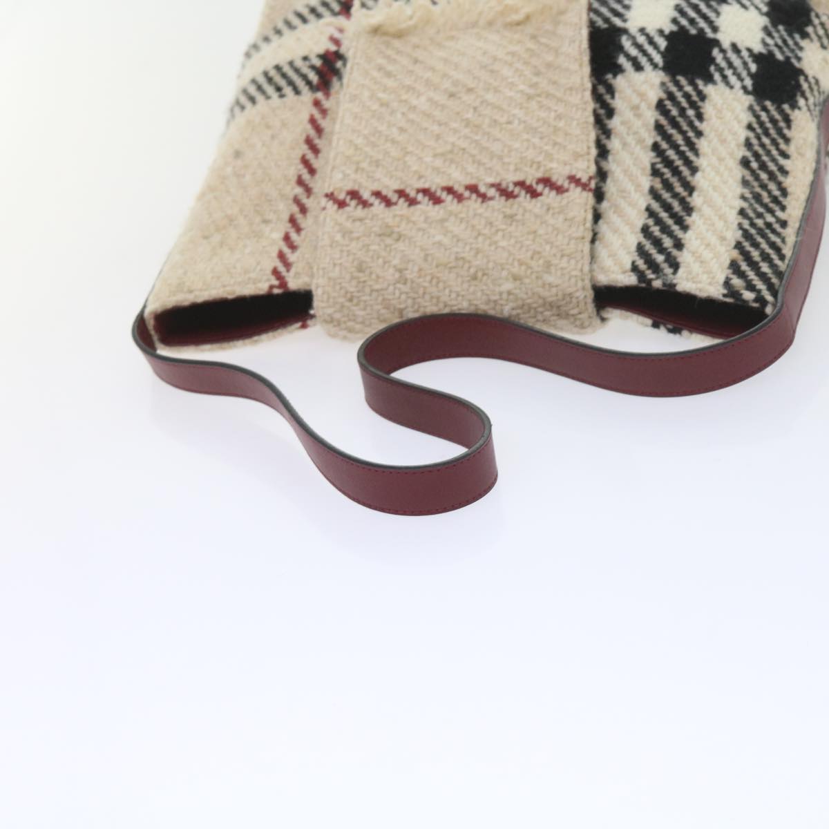 Burberry Nova Check Shoulder Bag Wool Beige Auth 59951