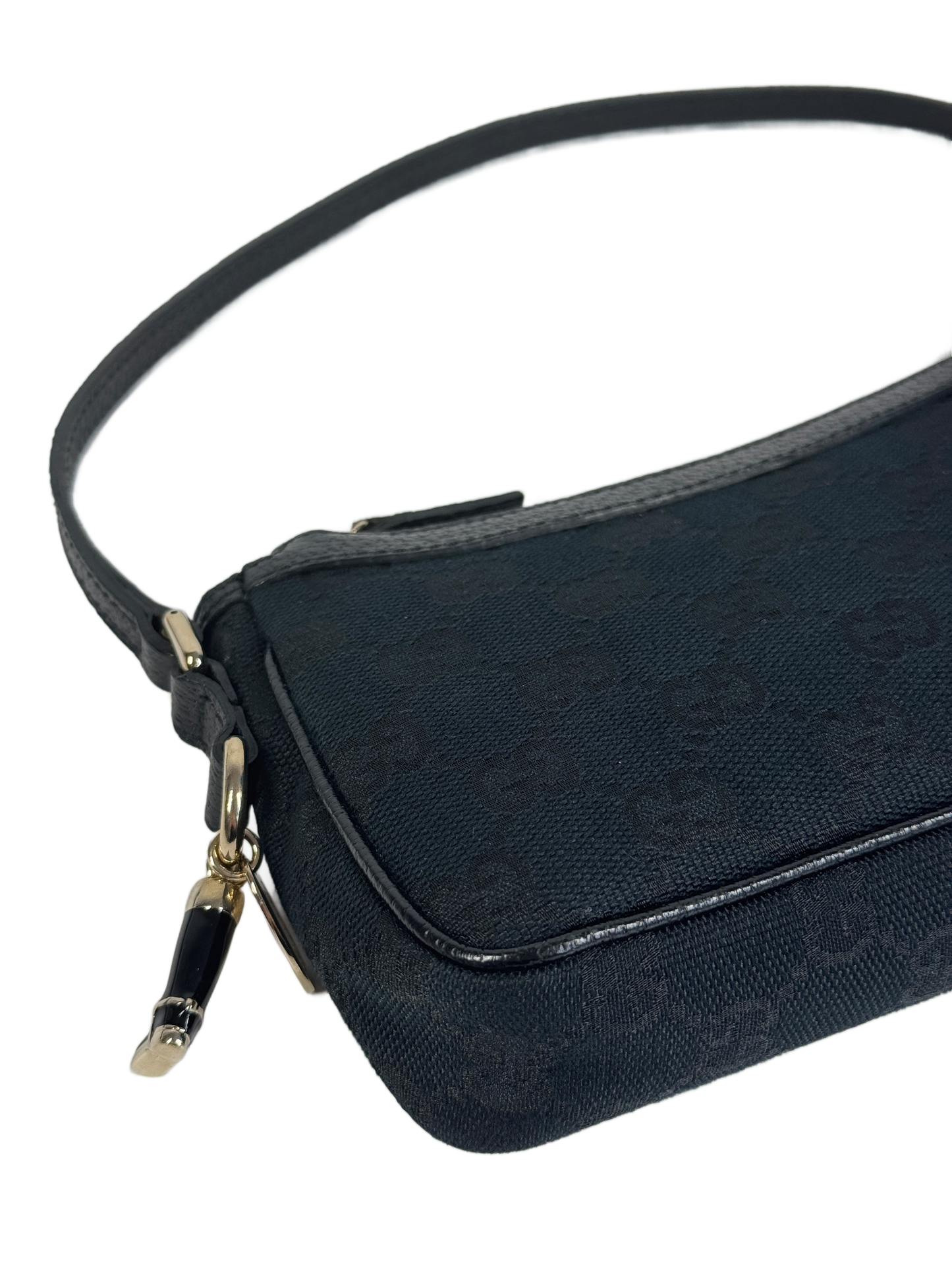 Gucci Vintage Black GG Monogram Mini Charmy Shoulder Pochette Bag