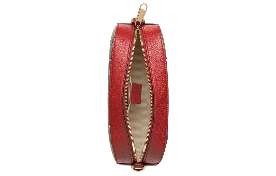 (WMNS) GUCCI Logo Apple Pattern Leather Logo Canvas Camera Bag Shoulder Messenger Bag Small Ebony / Red Valentine's Day Limited 574886-2EVDG-8646