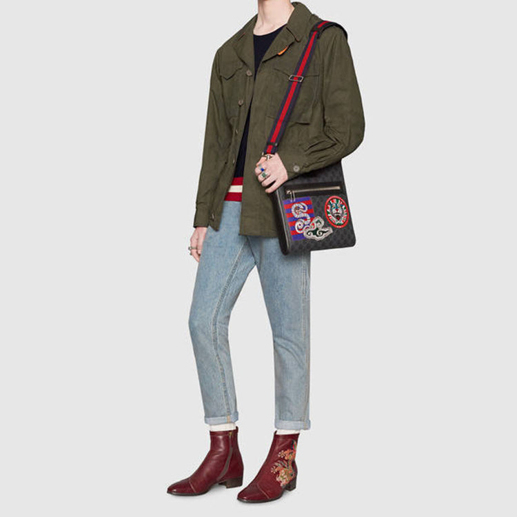 GUCCI Night Courrier Single- Shoulder Bag Black/Grey 474137-9F23N-8850