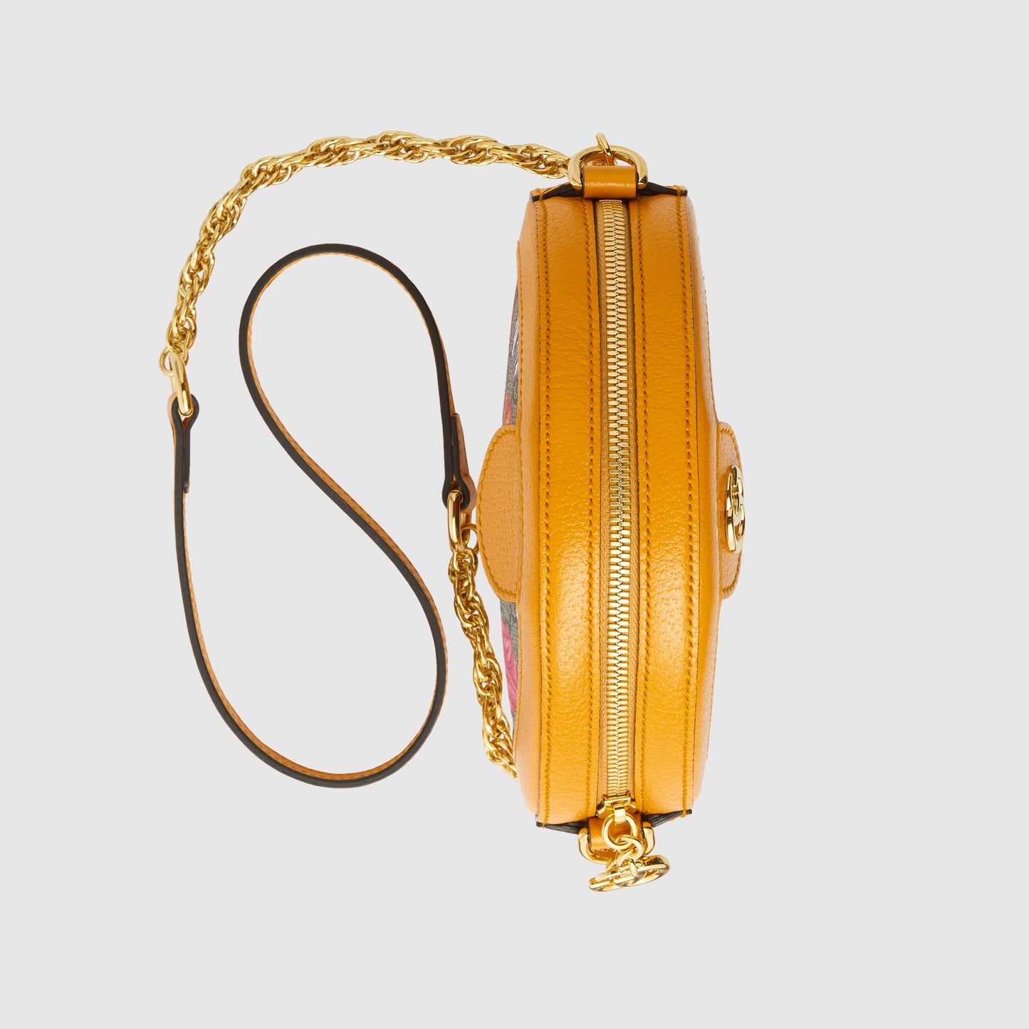 Gucci Ophidia GG Flora Mini Round Shoulder Bag Yellow