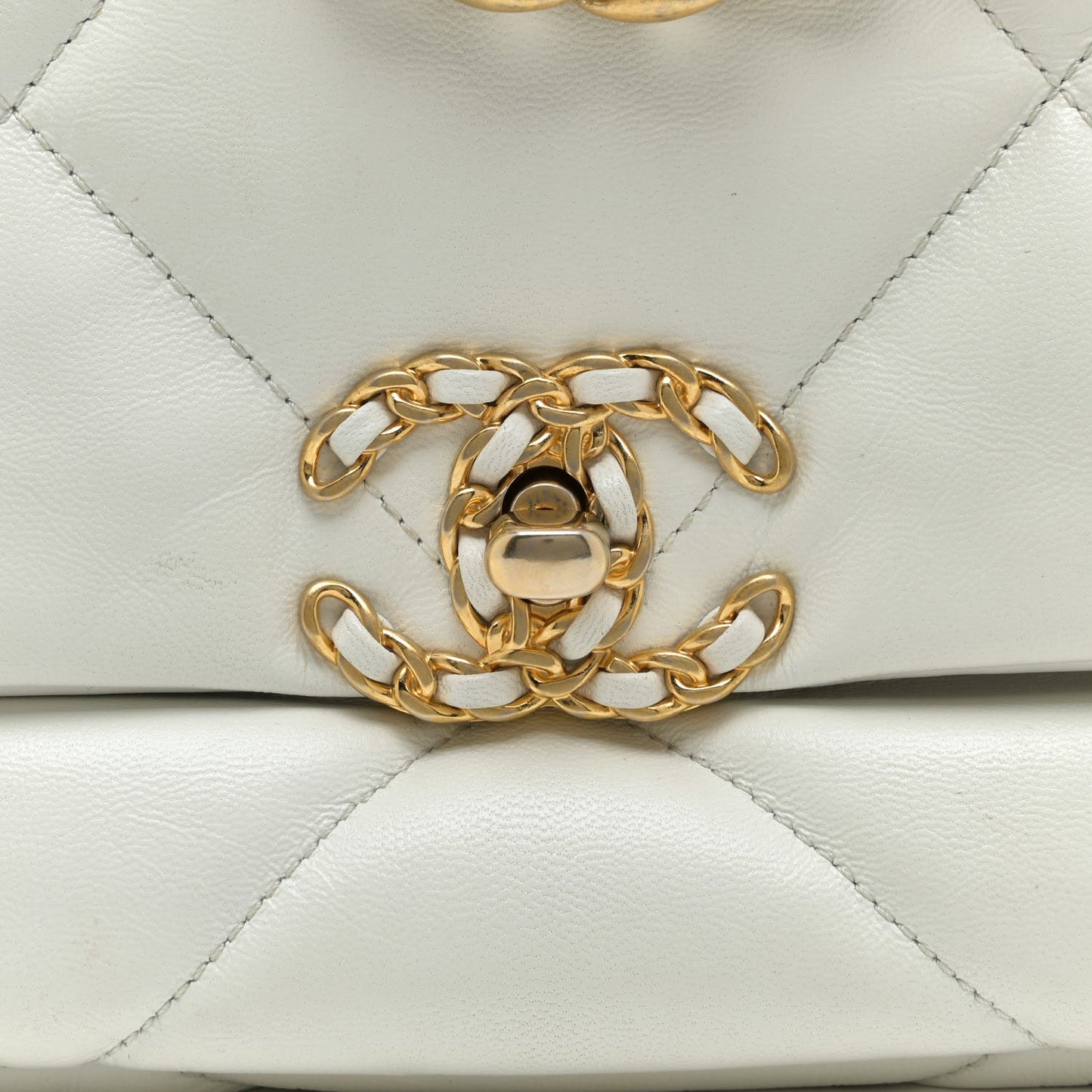 Chanel Lambskin Quilted Medium Chanel 19 Flap White Bag