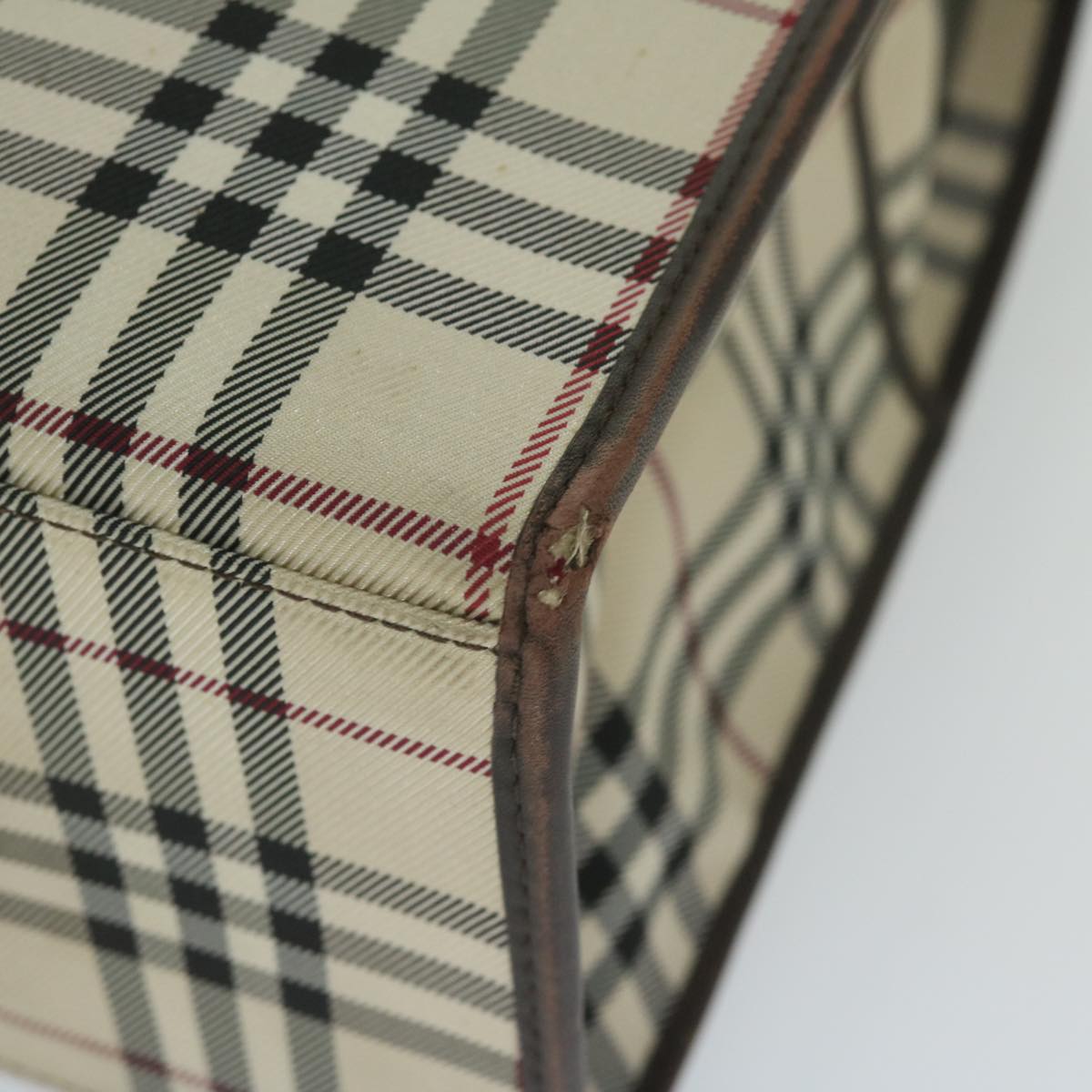 Burberry Nova Check Shoulder Bag Nylon Canvas Beige Auth 60156