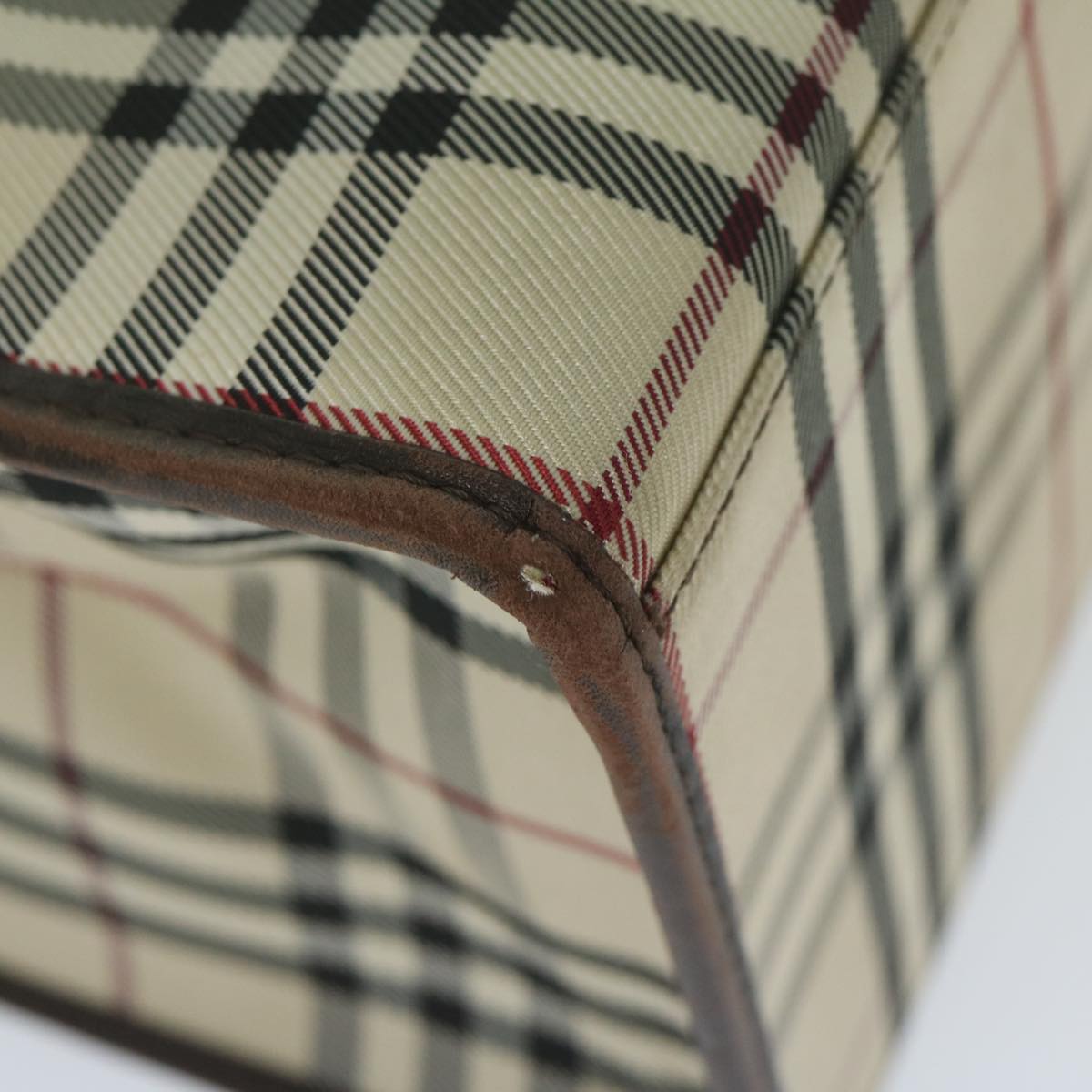 Burberry Nova Check Shoulder Bag Nylon Canvas Beige Auth 60156