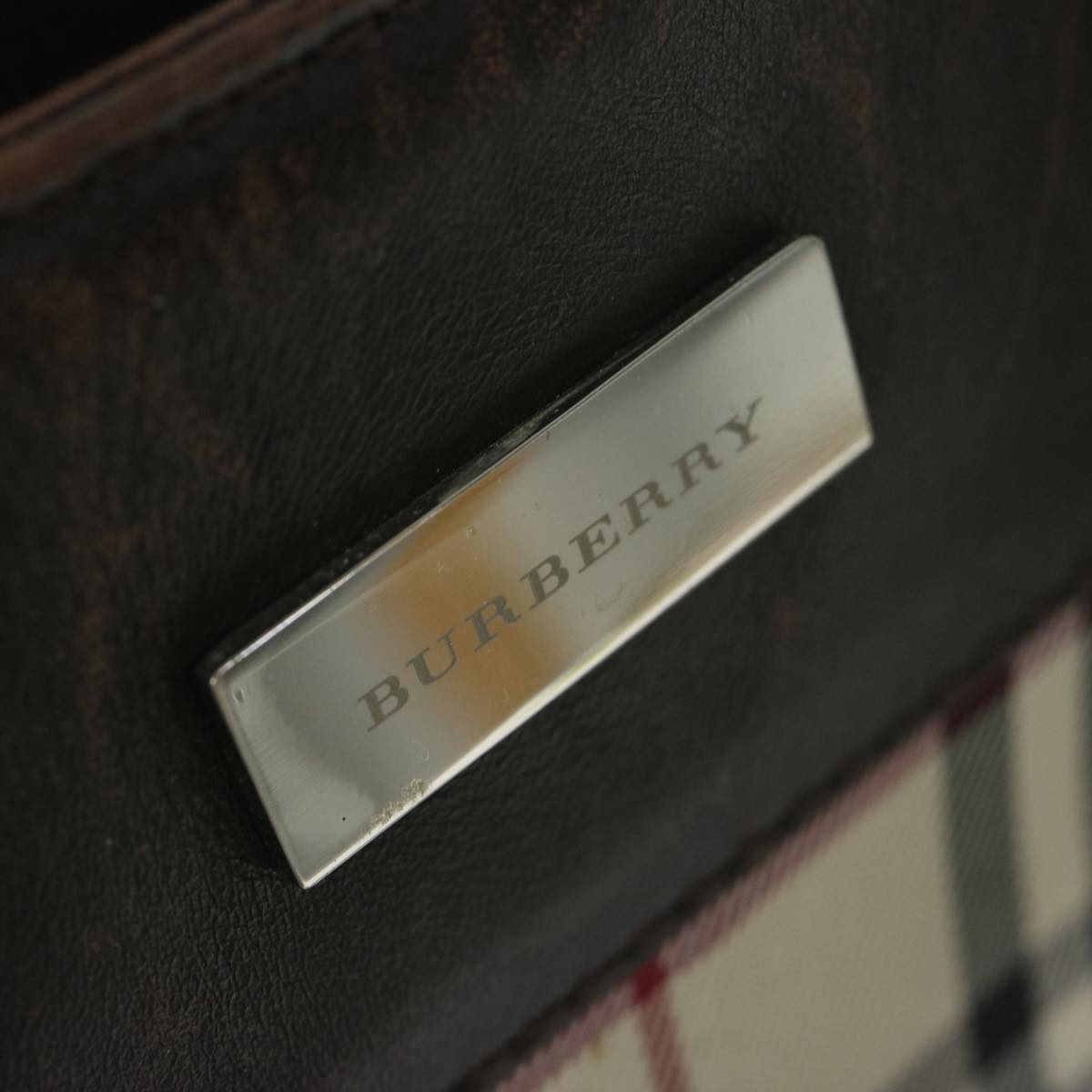 Burberry Nova Check Shoulder Bag Nylon Canvas Beige Auth 60156