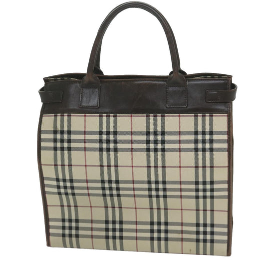 Burberry Nova Check Shoulder Bag Nylon Canvas Beige Auth 60156