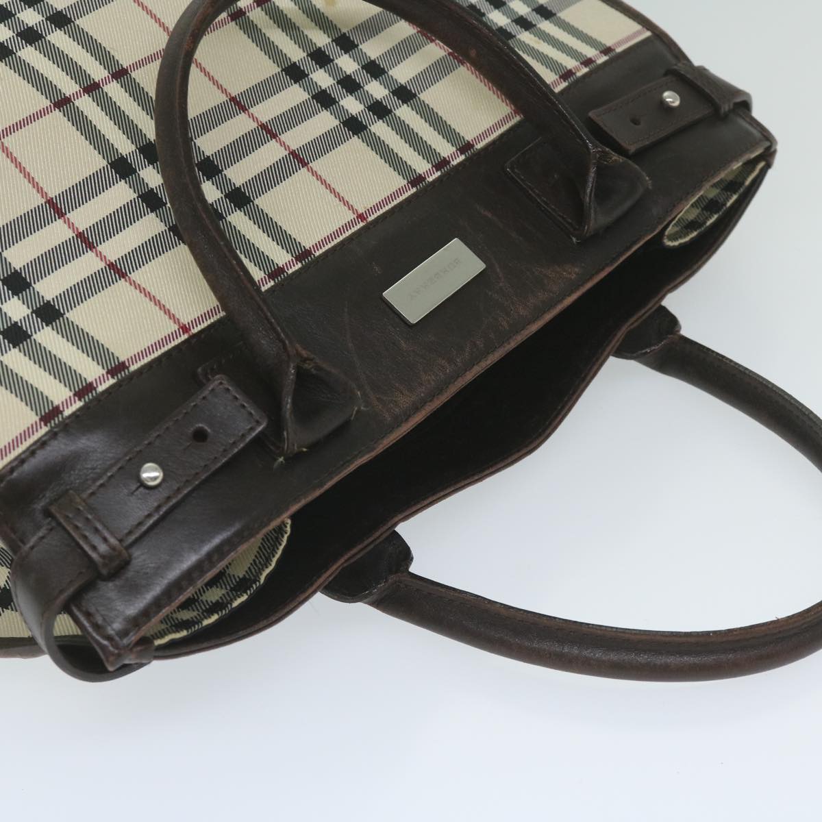 Burberry Nova Check Shoulder Bag Nylon Canvas Beige Auth 60156