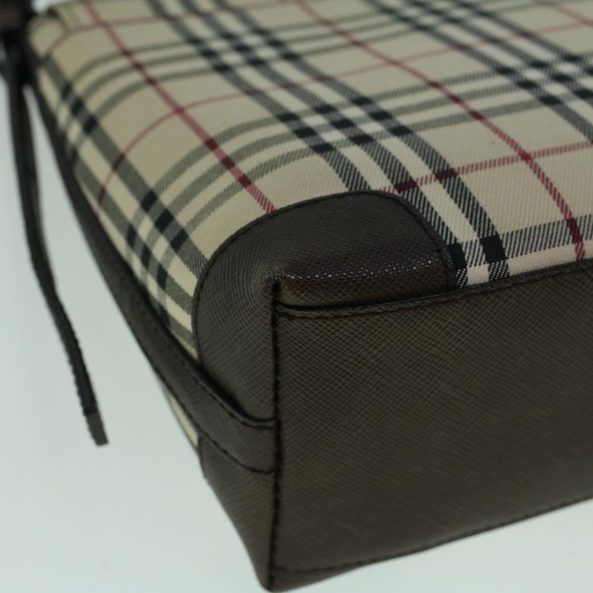 Burberry Nova Check Shoulder Bag Canvas Beige Brown Auth 60352