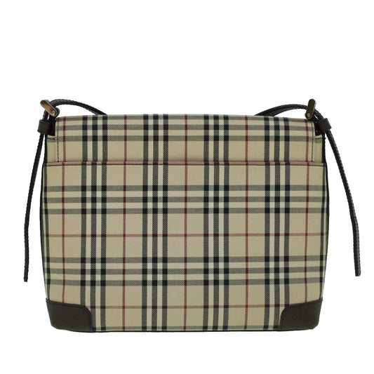 Burberry Nova Check Shoulder Bag Canvas Beige Brown Auth 60352
