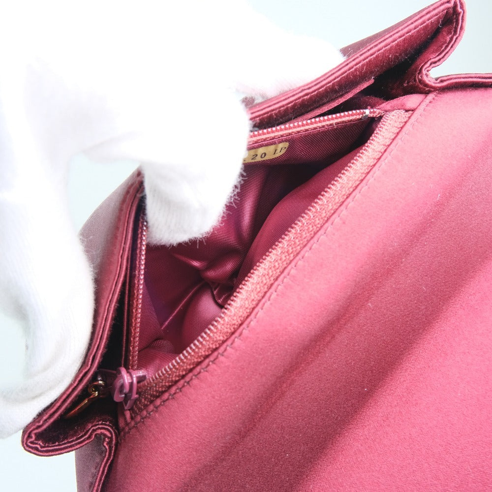 CHANEL Shoulder Bag Satin, Rhinestone Bordeaux COCO Mark Party bag Women Used