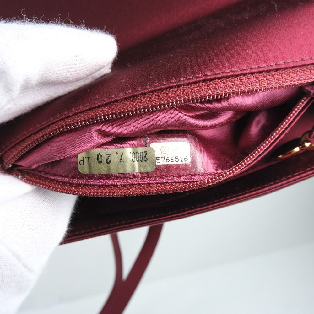 CHANEL Shoulder Bag Satin, Rhinestone Bordeaux COCO Mark Party bag Women Used