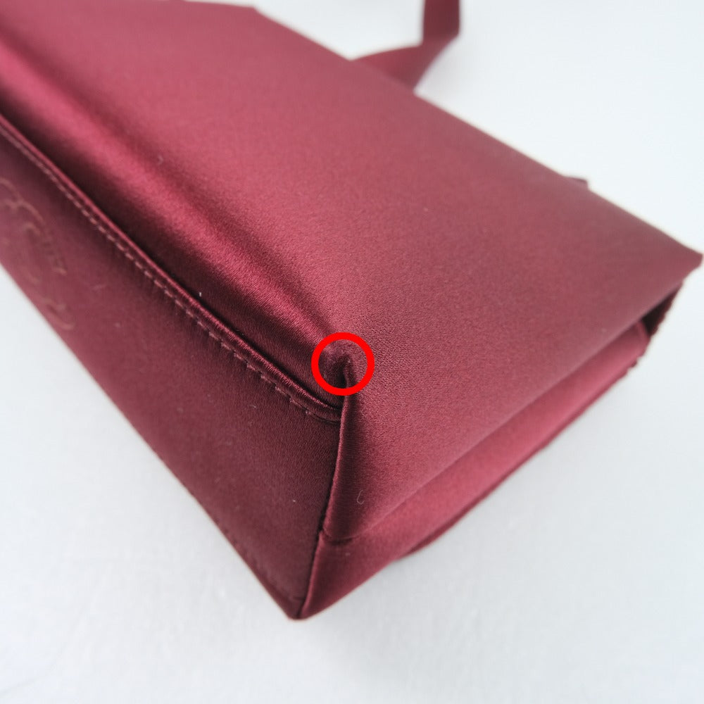 CHANEL Shoulder Bag Satin, Rhinestone Bordeaux COCO Mark Party bag Women Used