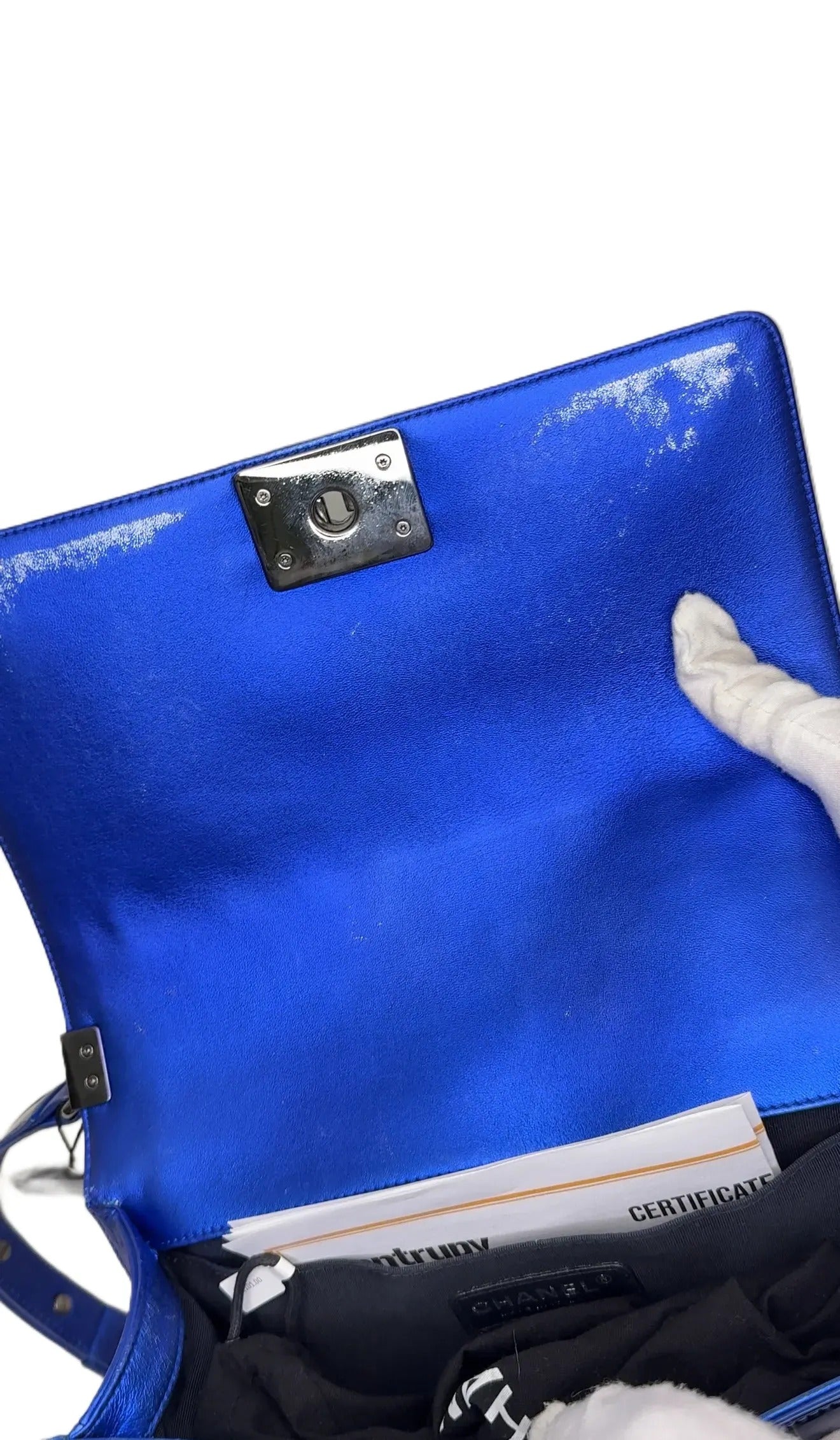 Chanel Large Patent Boy Bag - Blue Shoulder Bags B18-01