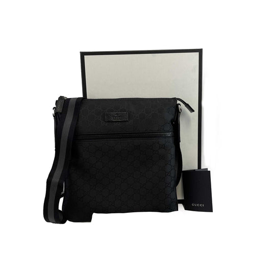 GUCCI New w/o Tags  Front Zip Flat Messenger Crossbody Bag