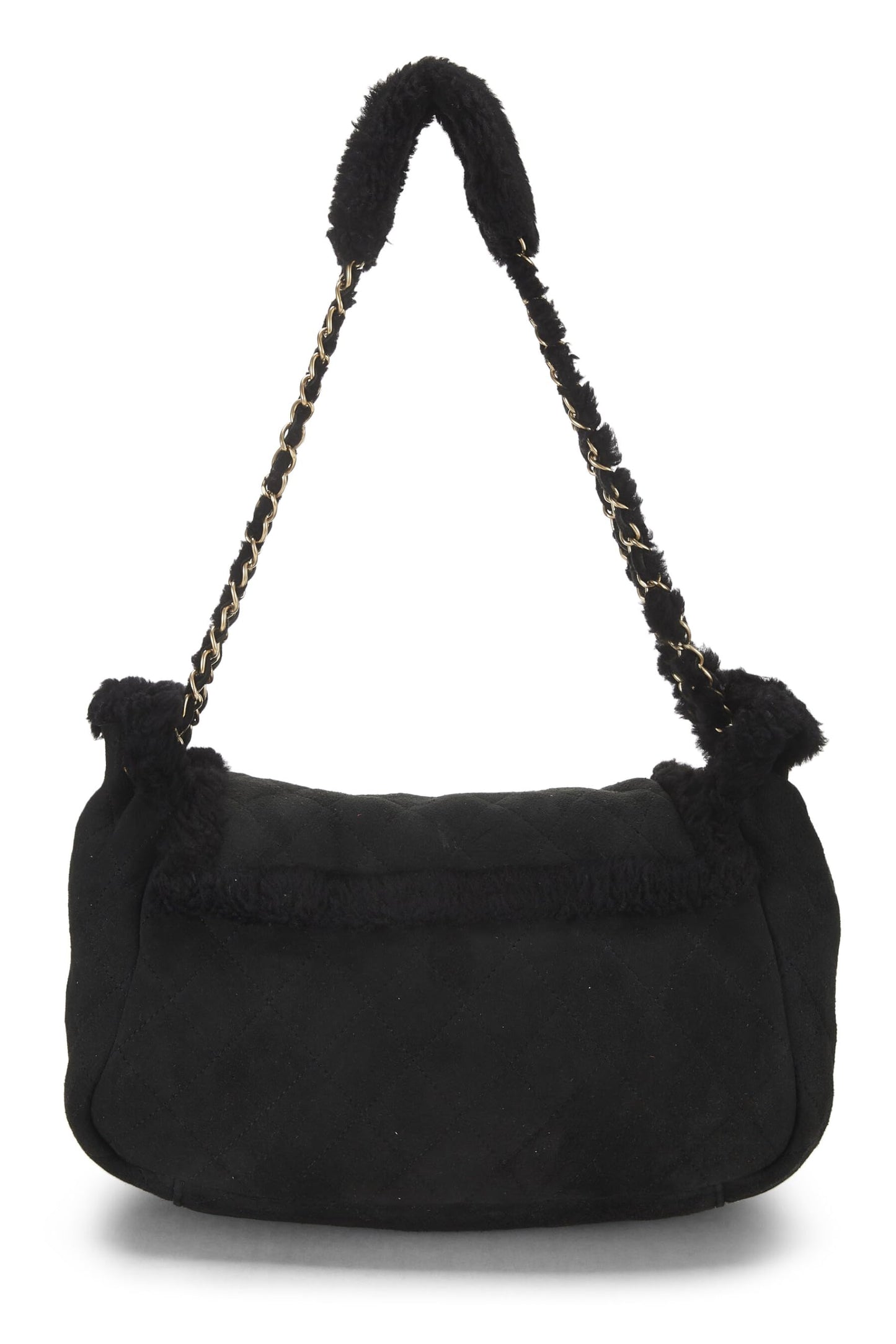 Chanel,  Black Shearling Shoulder Bag Small, Black