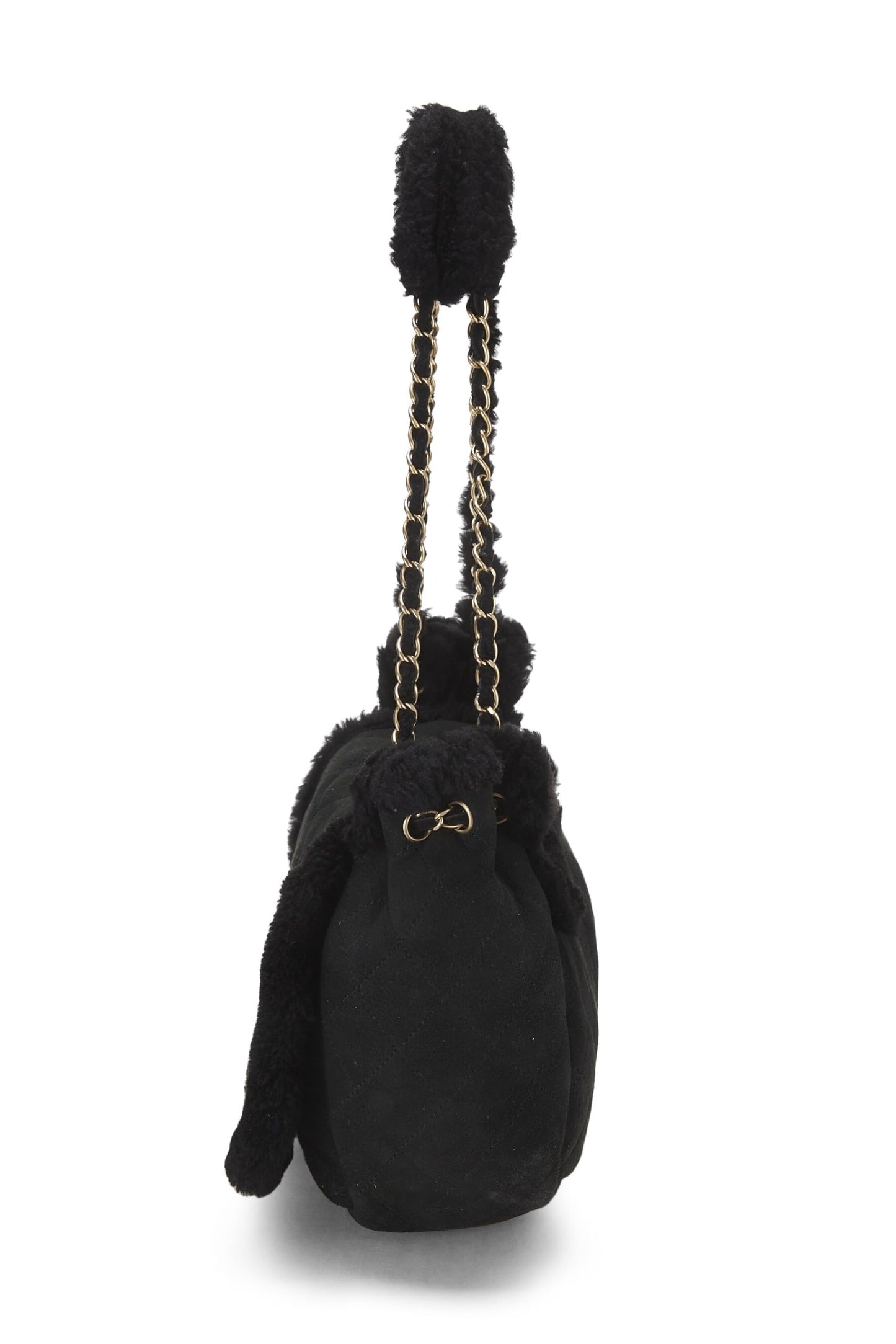 Chanel,  Black Shearling Shoulder Bag Small, Black