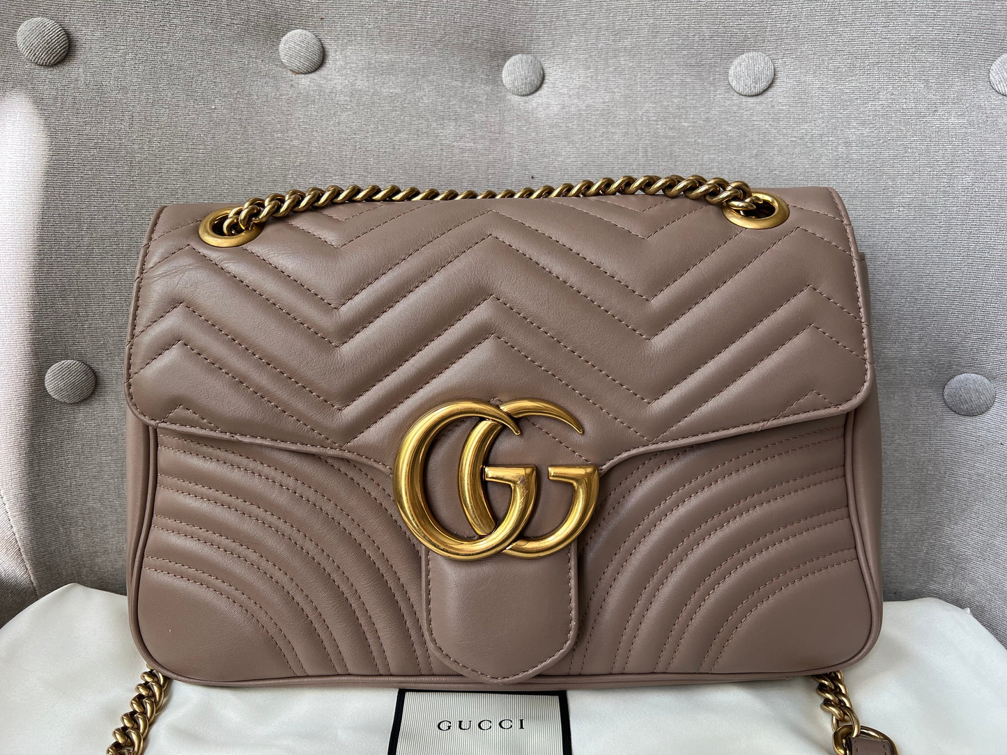 Gucci GG Dusty Pink Marmont Medium Shoulder Bag