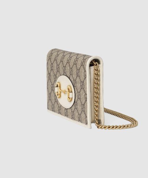 Gucci 1955 Horsebit Wallet With Chain GG Supreme White