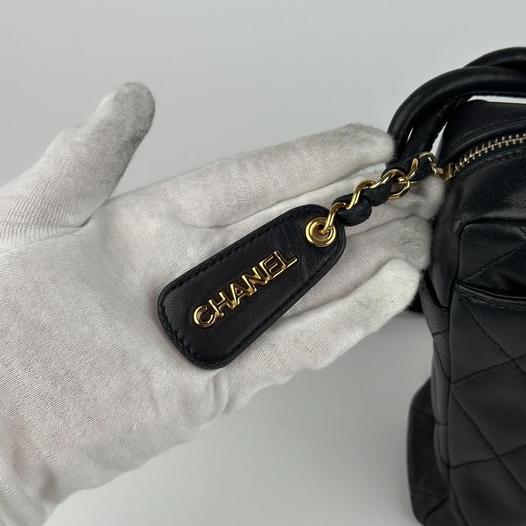 Chanel Vintage Twisted CC Camera Shoulder Bag Quilted Lambskin Small Black MR