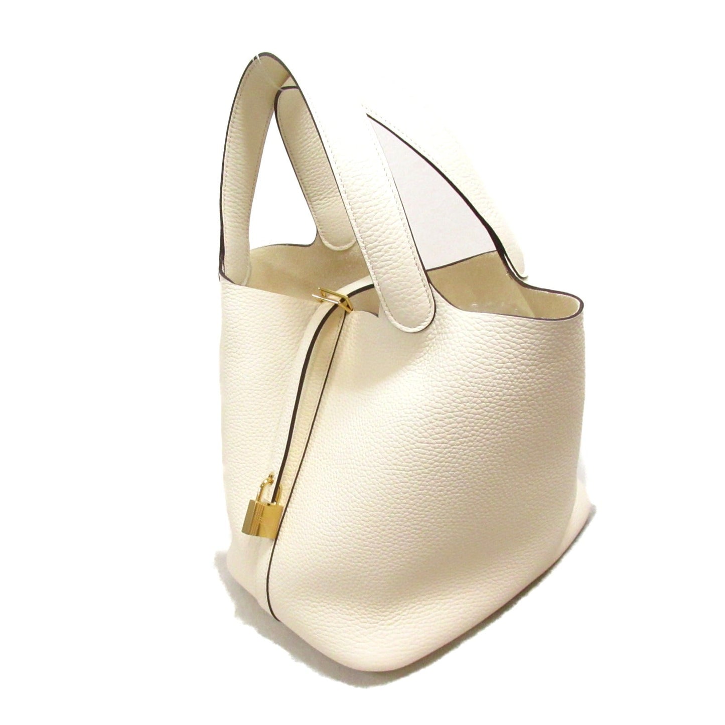 Hermes Hermes Picotin Lock MM Tote Bag Tortoise Bag Leather  White
