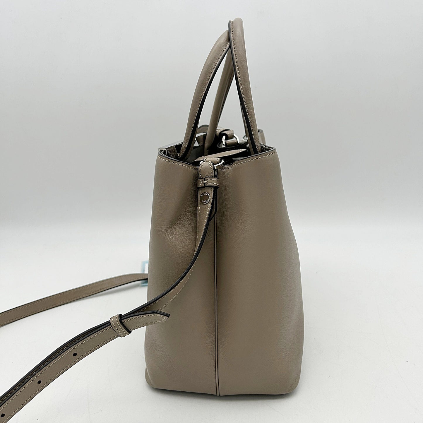 FENDI Vitello Dolce Century Petite 2Jours Tote Tortora Carbone LA11489
