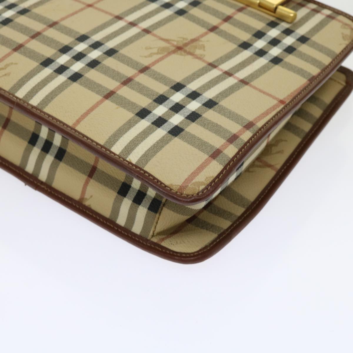 BurberrySs Nova Check Shoulder Bag PVC Leather Beige Auth 63316