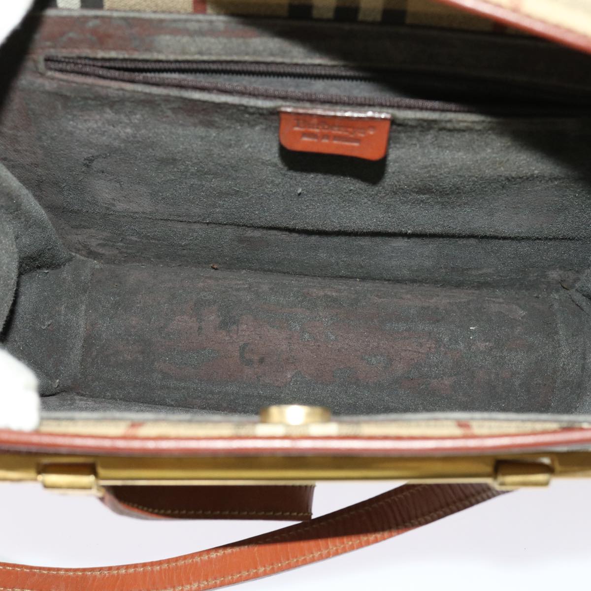 BurberrySs Nova Check Shoulder Bag PVC Leather Beige Auth 63316