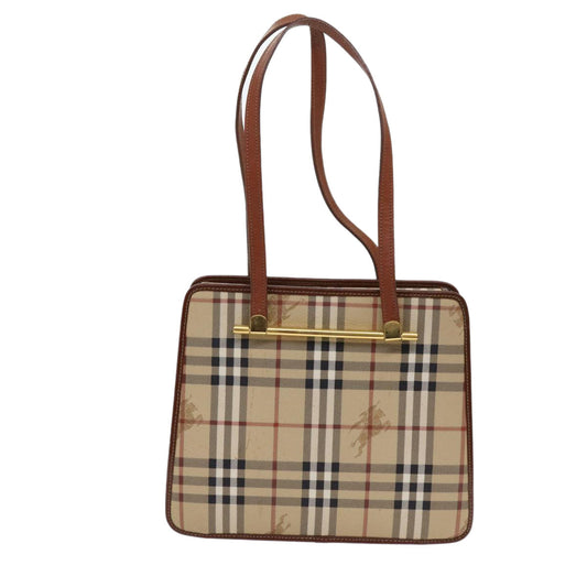 BurberrySs Nova Check Shoulder Bag PVC Leather Beige Auth 63316