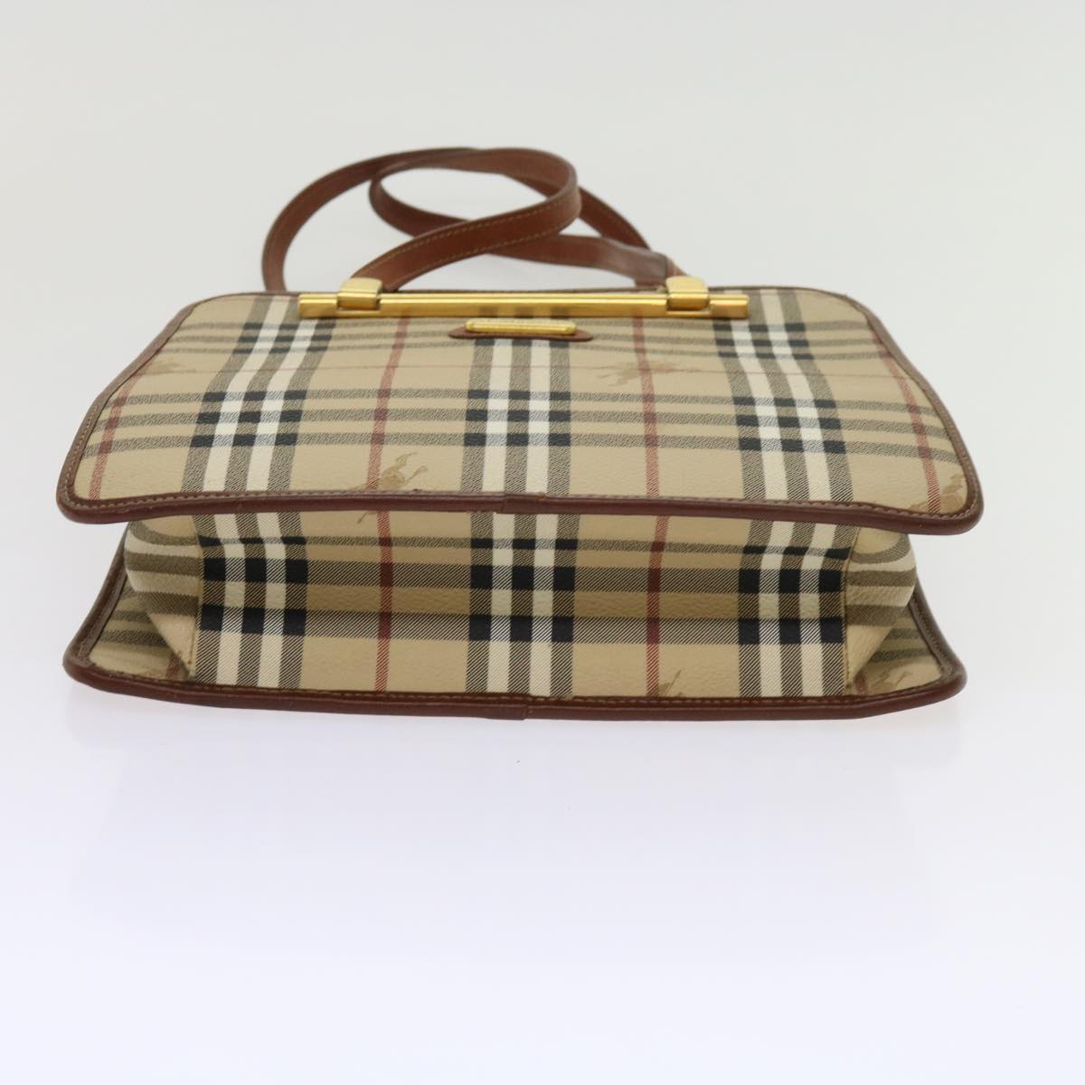 BurberrySs Nova Check Shoulder Bag PVC Leather Beige Auth 63316
