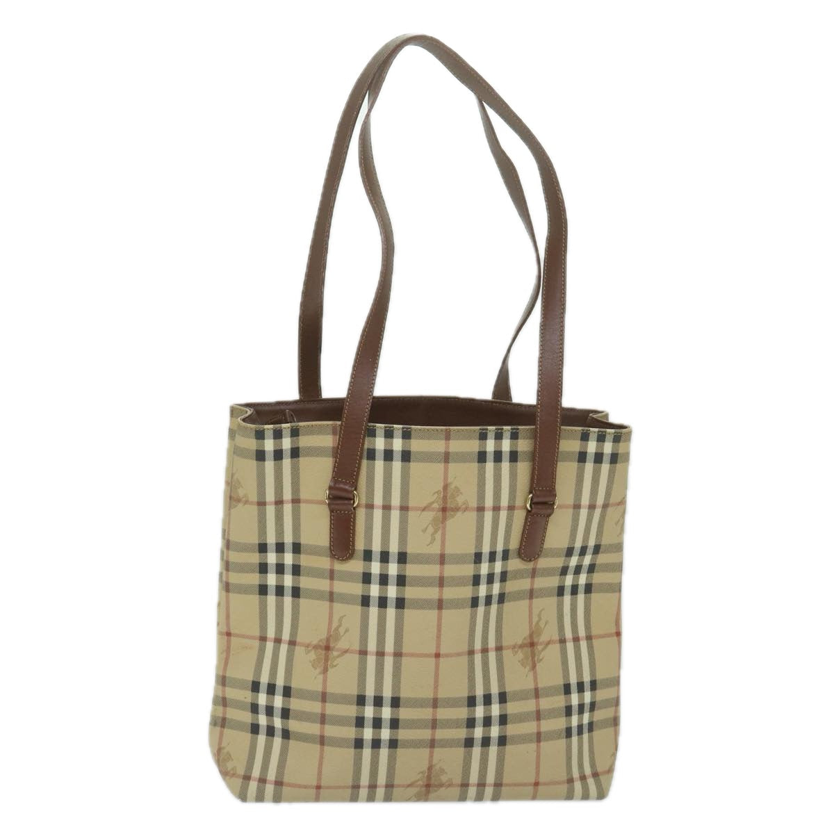 BurberrySs Nova Check Shoulder Bag PVC Leather Beige Auth 63774