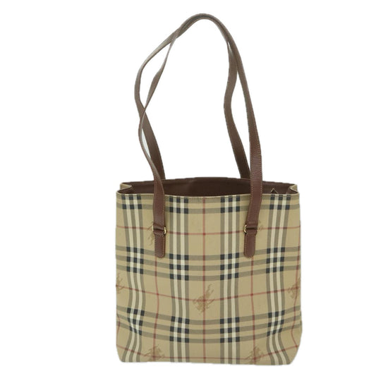 BurberrySs Nova Check Shoulder Bag PVC Leather Beige Auth 63774