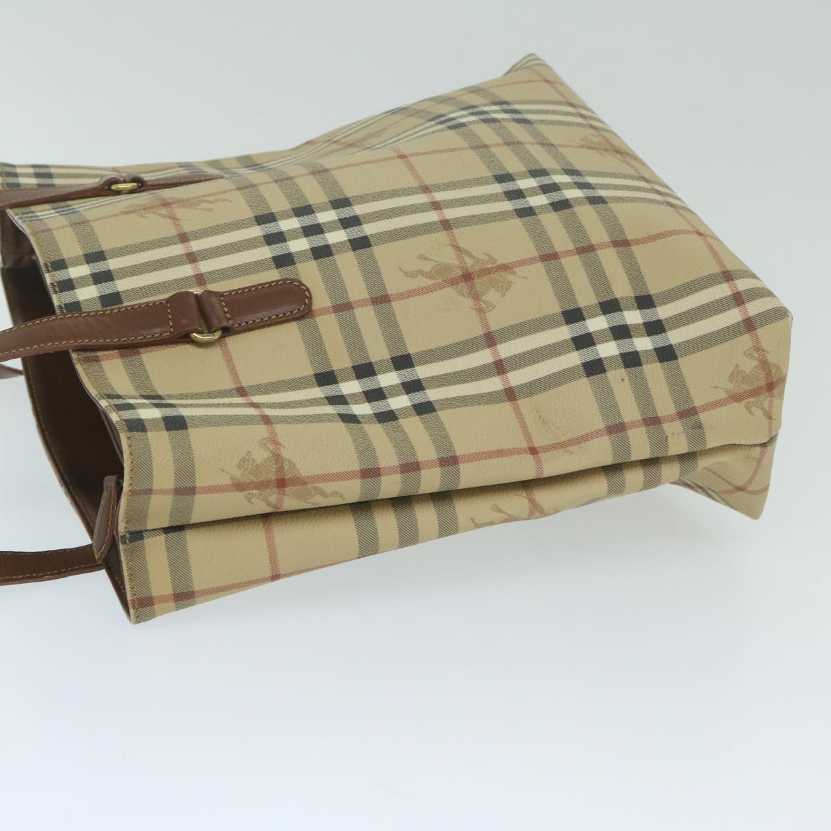 BurberrySs Nova Check Shoulder Bag PVC Leather Beige Auth 63774