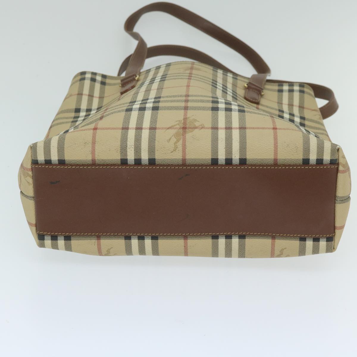 BurberrySs Nova Check Shoulder Bag PVC Leather Beige Auth 63774