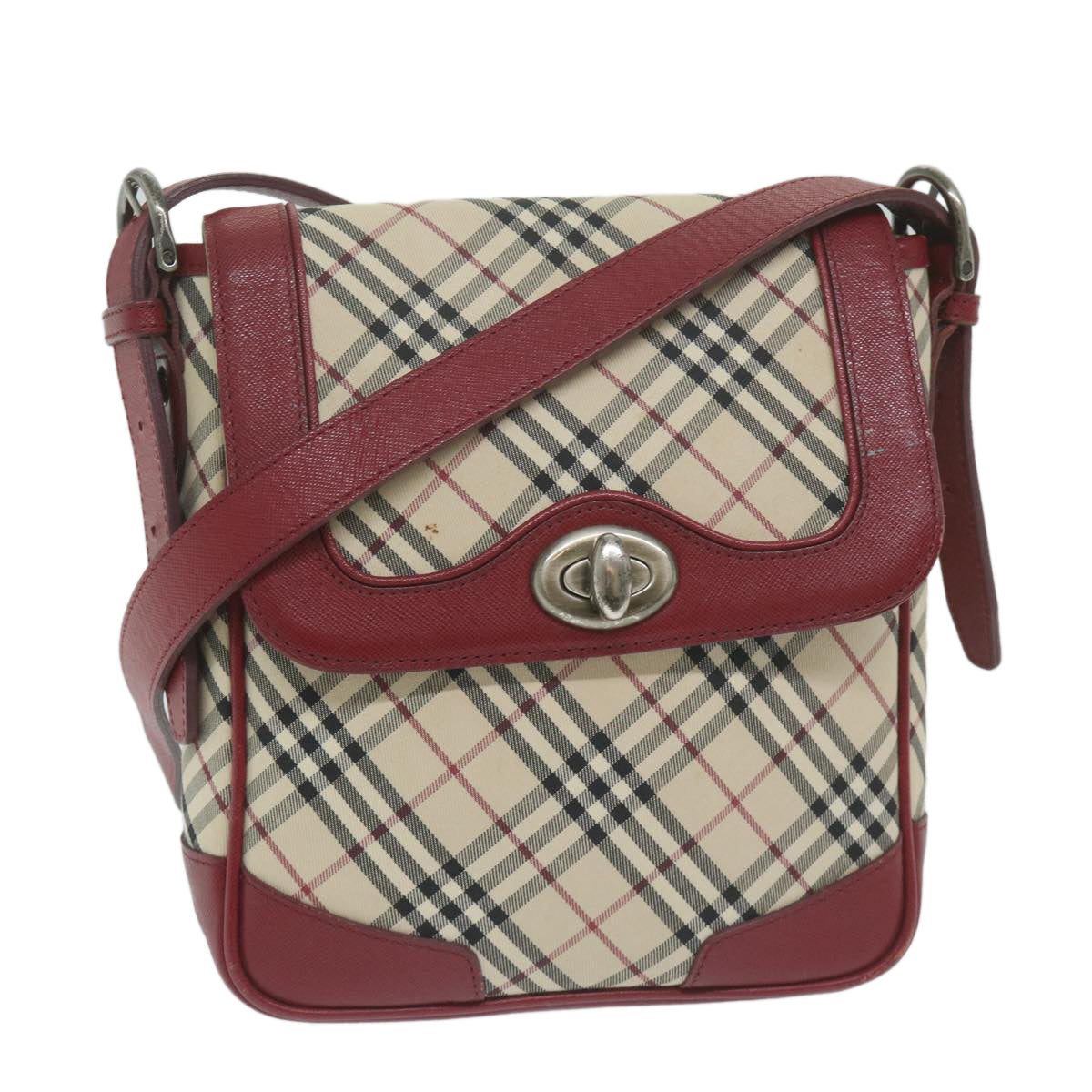 BurberrySs Nova Check Shoulder Bag Nylon Canvas Beige Red Auth 63826