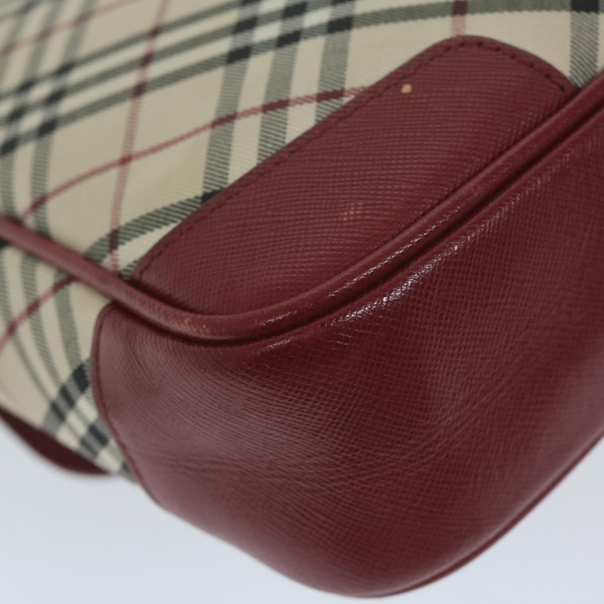 BurberrySs Nova Check Shoulder Bag Nylon Canvas Beige Red Auth 63826