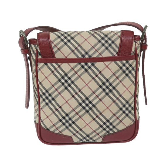 BurberrySs Nova Check Shoulder Bag Nylon Canvas Beige Red Auth 63826