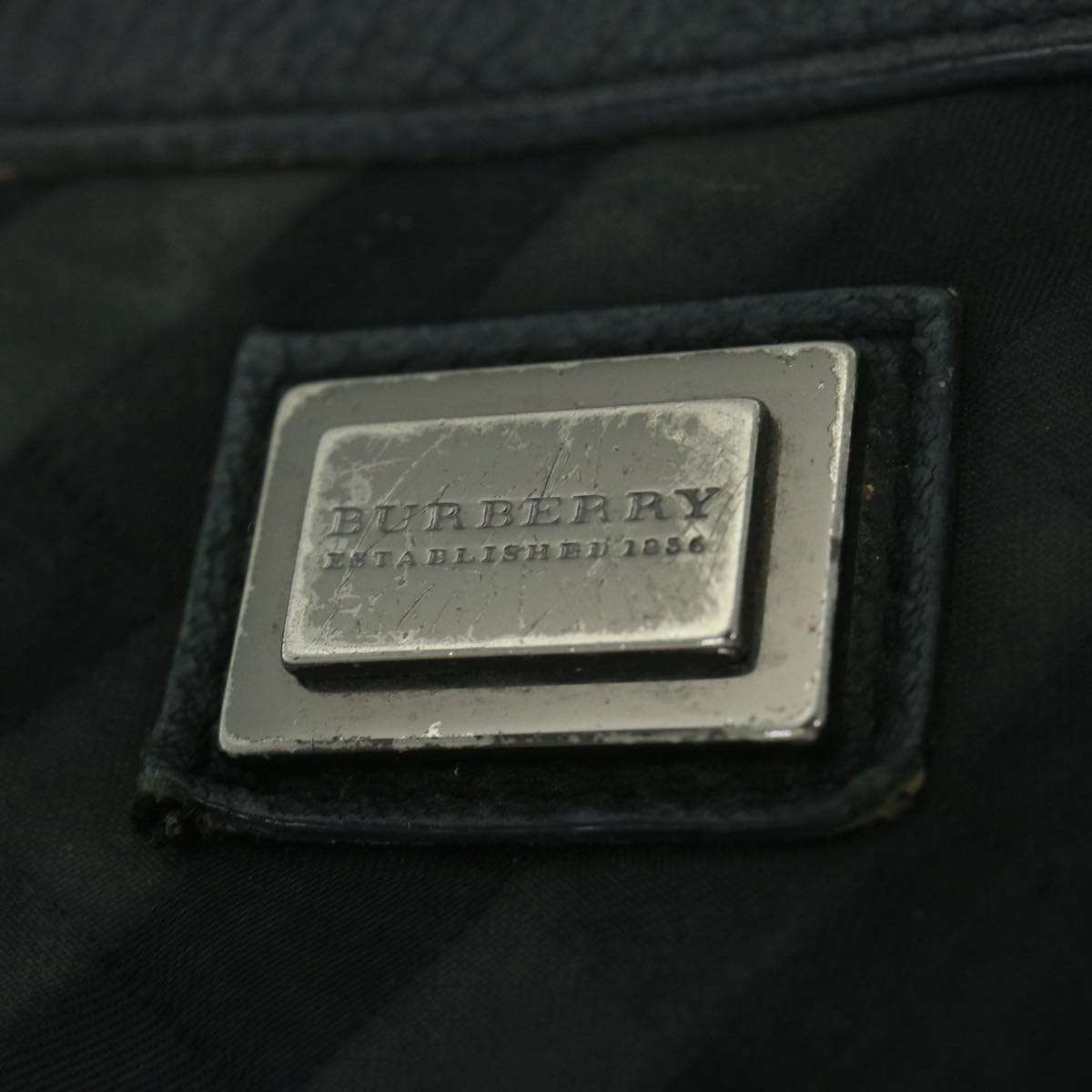 Burberry Nova Check Shoulder Bag Nylon Black Auth 64656