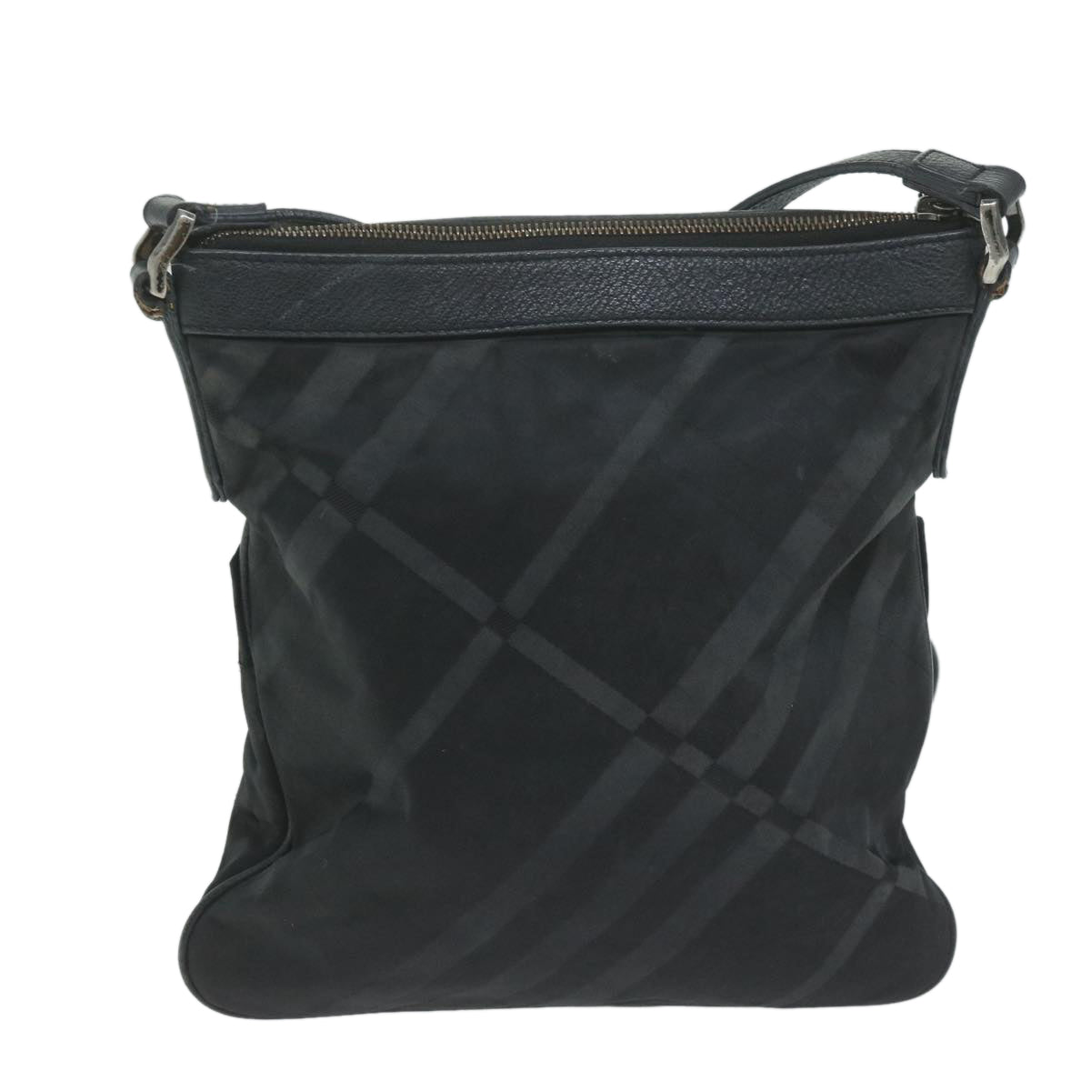 Burberry Nova Check Shoulder Bag Nylon Black Auth 64656