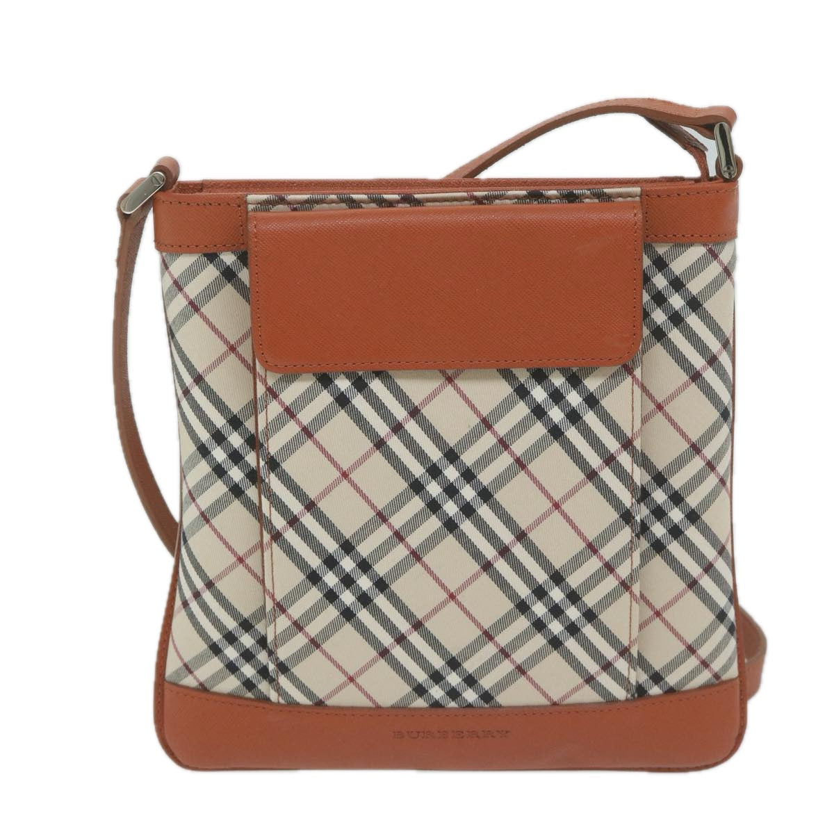 Burberry Nova Check Shoulder Bag Nylon Leather Beige Auth 64942