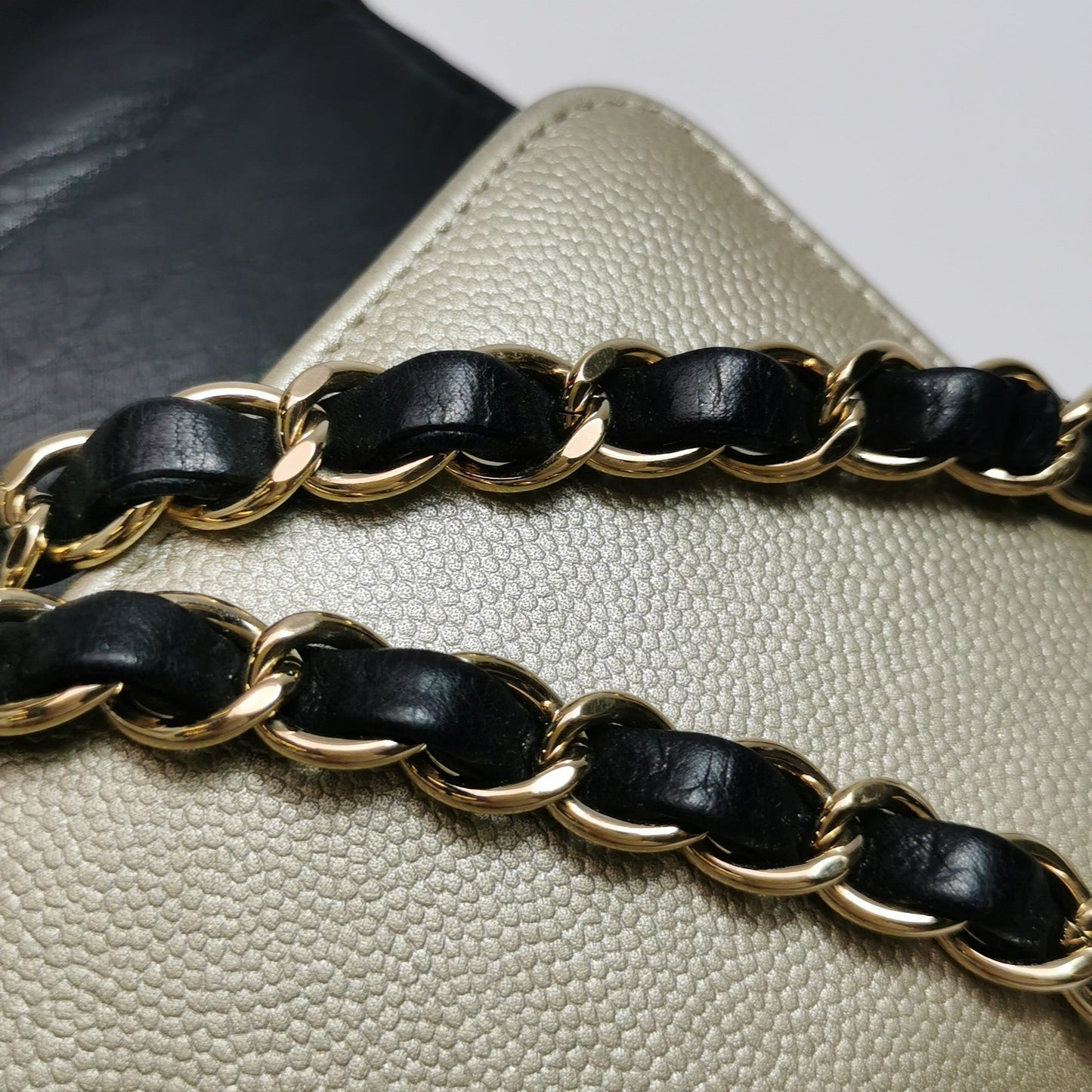Chanel Classic Flap Gold and Black Calfskin Leather Gold-tone Hardware Shoulder Bag
