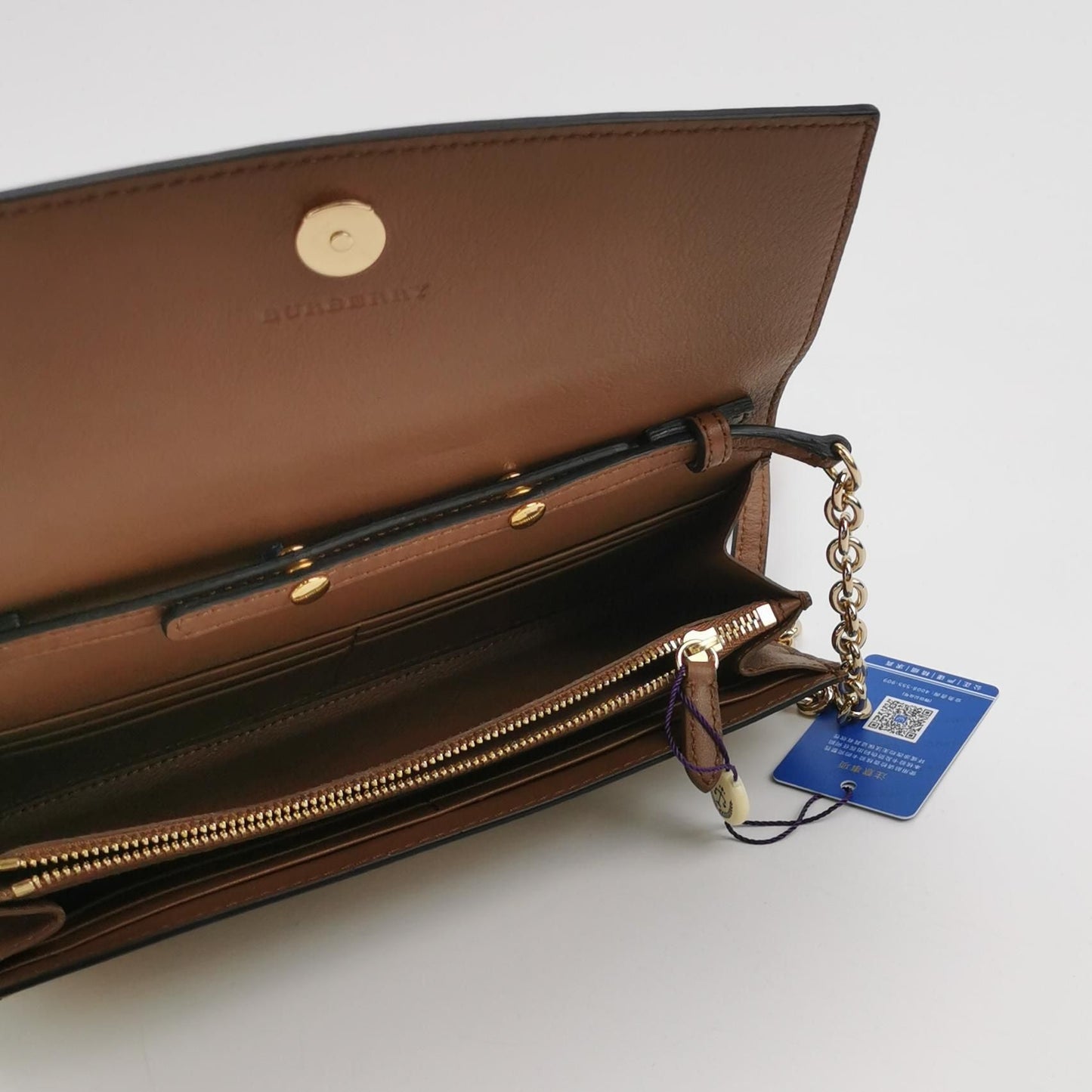 Preloved Burberry Leather Nylon Check Logo Crossbody Shoulder Bag 250429781171830