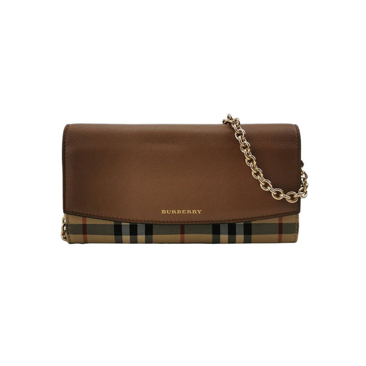 Preloved Burberry Leather Nylon Check Logo Crossbody Shoulder Bag 250429781171830