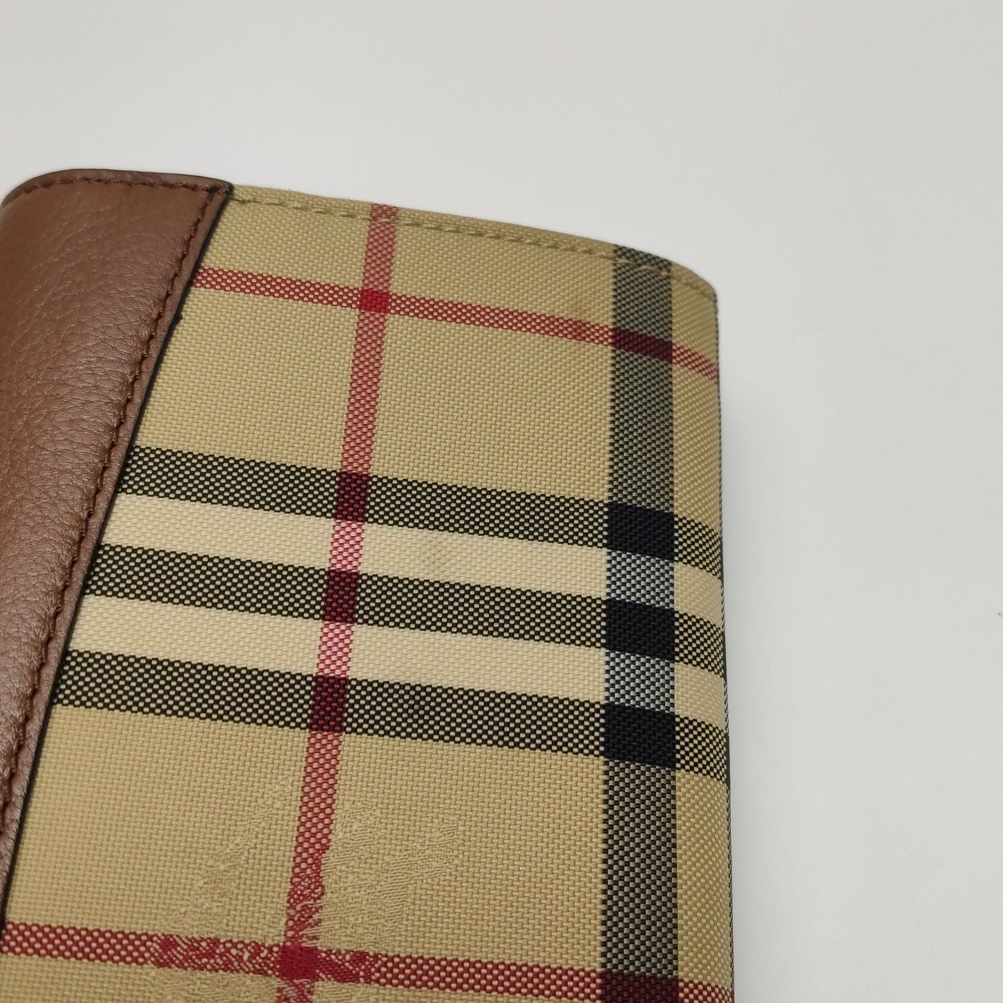 Preloved Burberry Leather Nylon Check Logo Crossbody Shoulder Bag 250429781171830