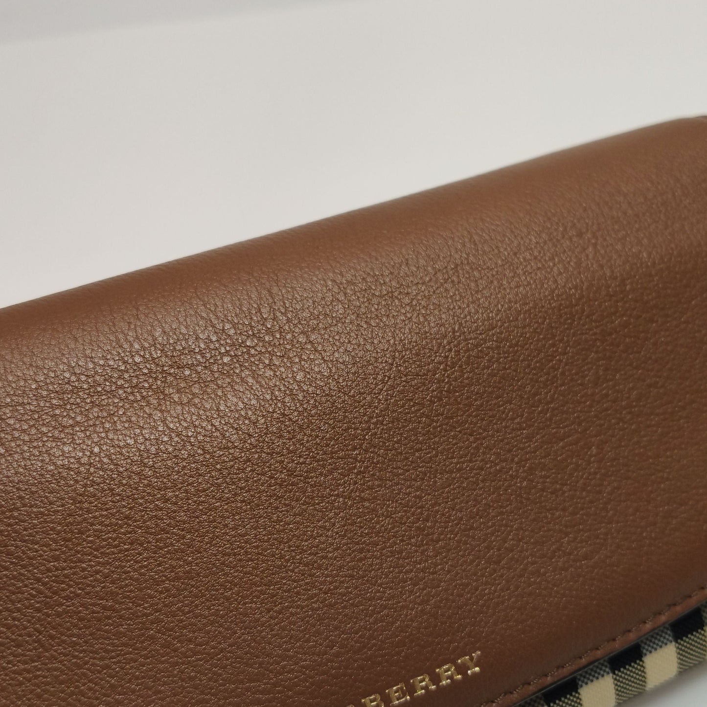 Preloved Burberry Leather Nylon Check Logo Crossbody Shoulder Bag 250429781171830