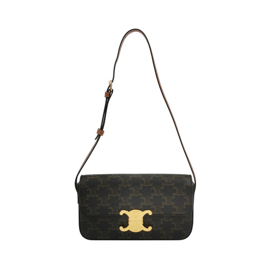 Preloved Celine Triomphe Calfskin Logo Buckle Shoulder Bag 250501781173970