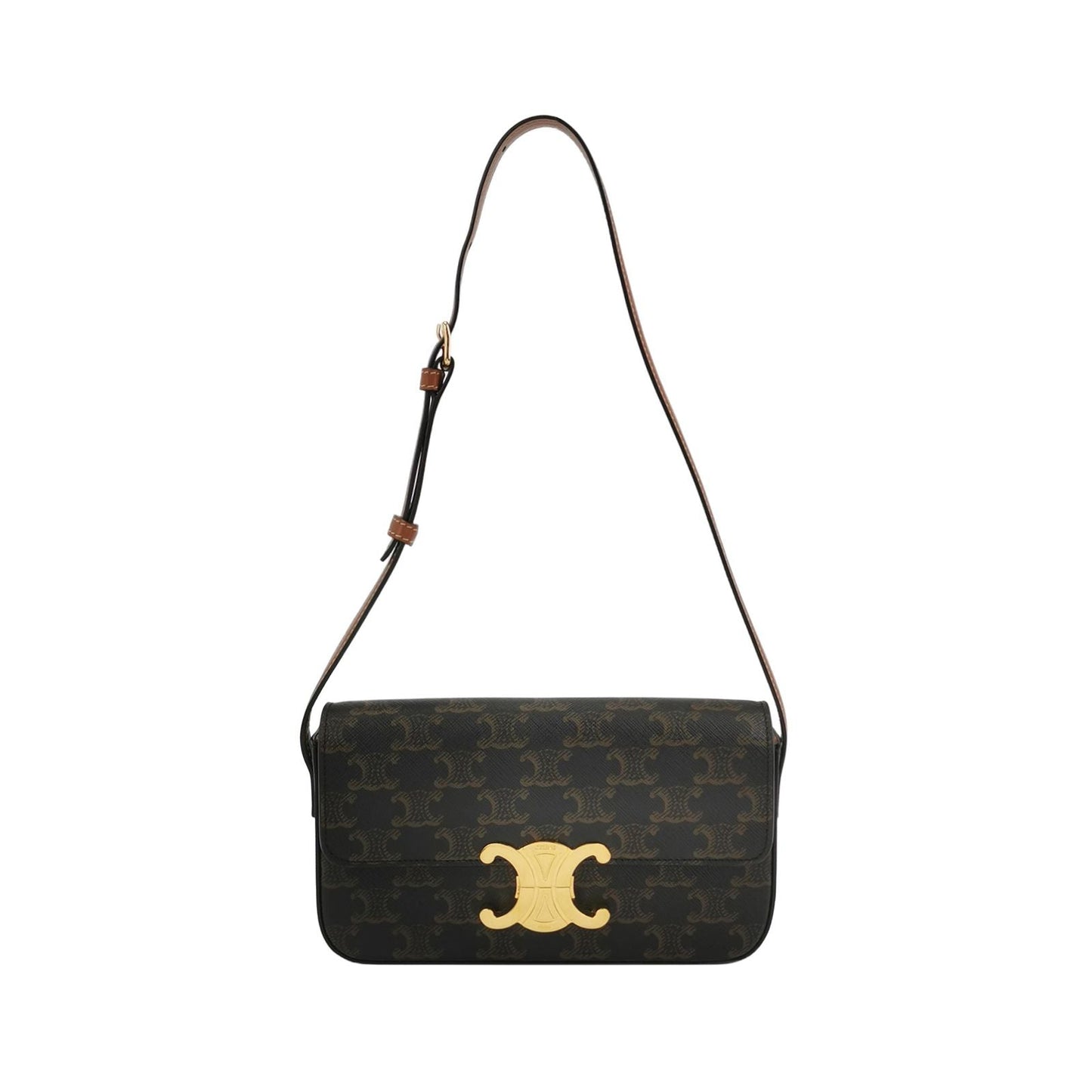 Preloved Celine Triomphe Calfskin Logo Buckle Shoulder Bag 250501781173970