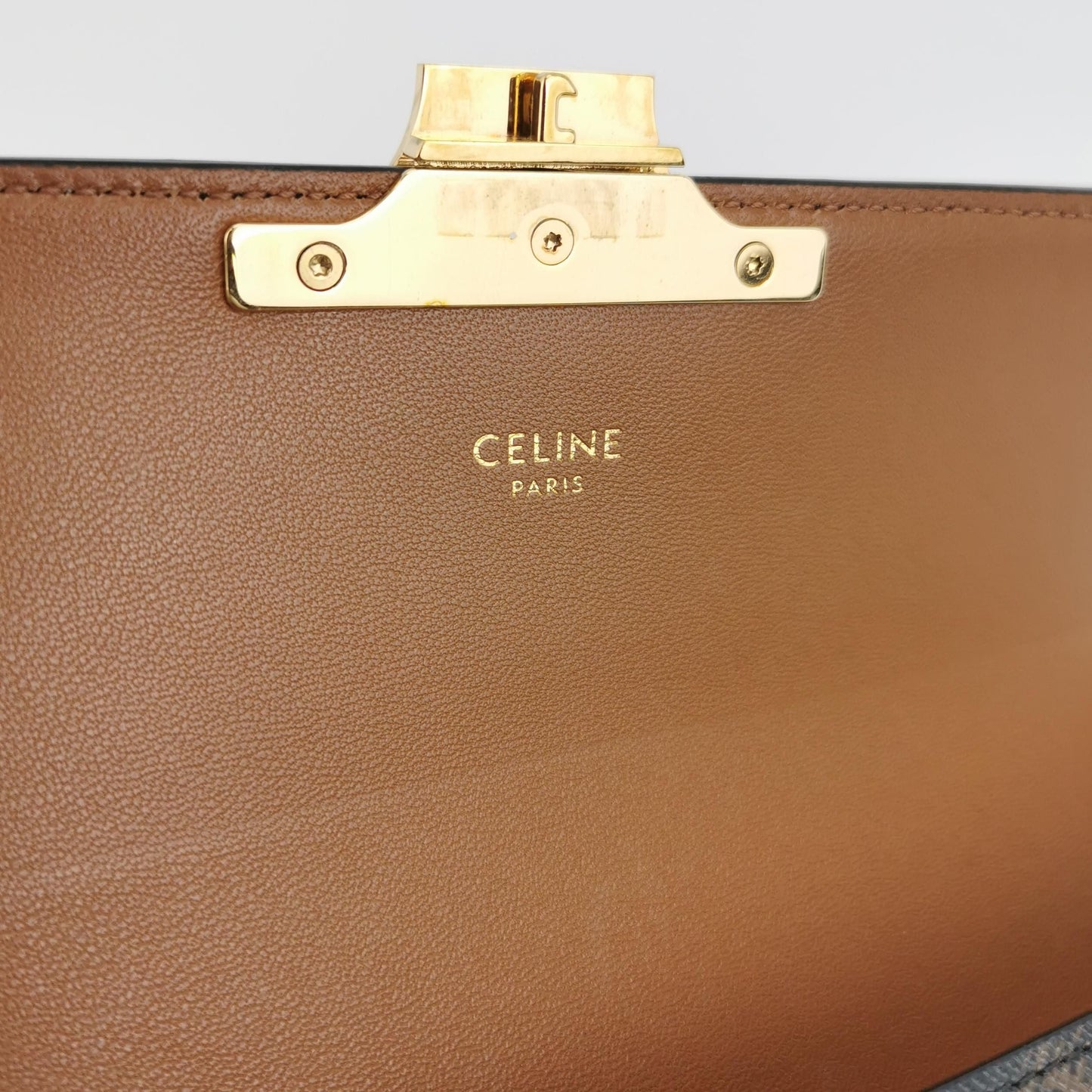 Preloved Celine Triomphe Calfskin Logo Buckle Shoulder Bag 250501781173970